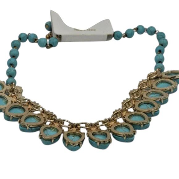 NW Faux Turquoise Rhinestone Necklace & Earring Set - Picture 3 of 5